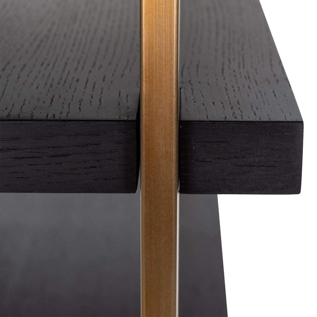 Richmond Interiors Rigley Black Oak Wood & Mirrored Display Unit