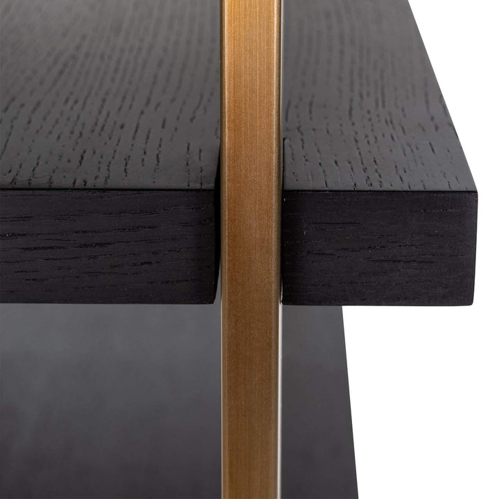Richmond Interiors Rigley Black Oak Wood & Mirrored Display Unit