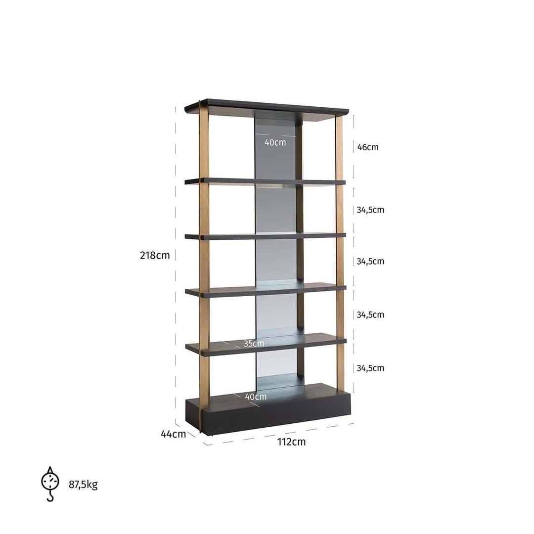 Richmond Interiors Rigley Black Oak Wood & Mirrored Display Unit