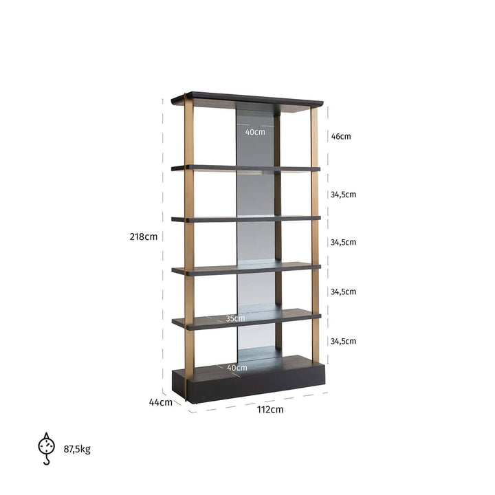 Richmond Interiors Rigley Black Oak Wood & Mirrored Display Unit
