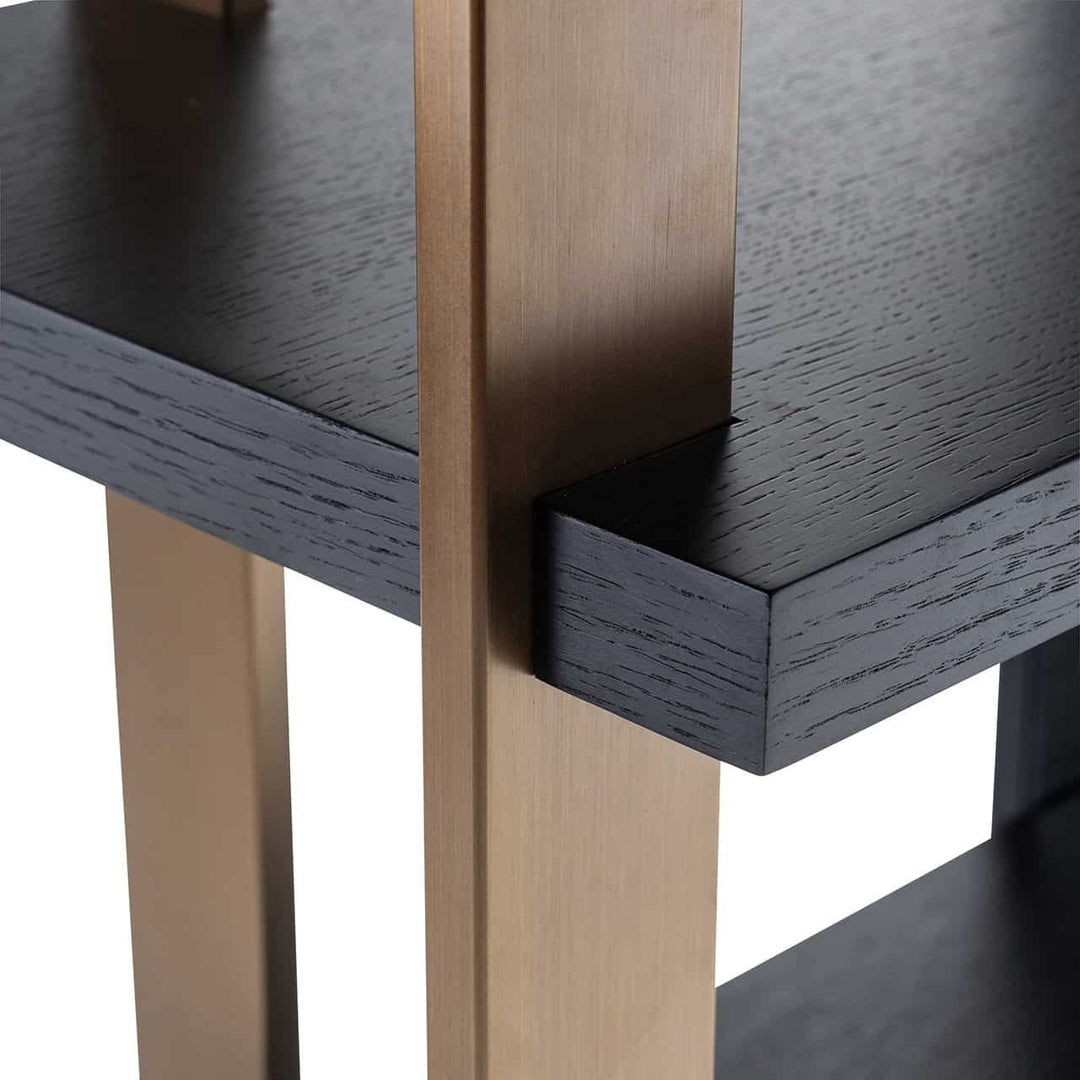 Richmond Interiors Rigley Black Oak Wood & Mirrored Display Unit
