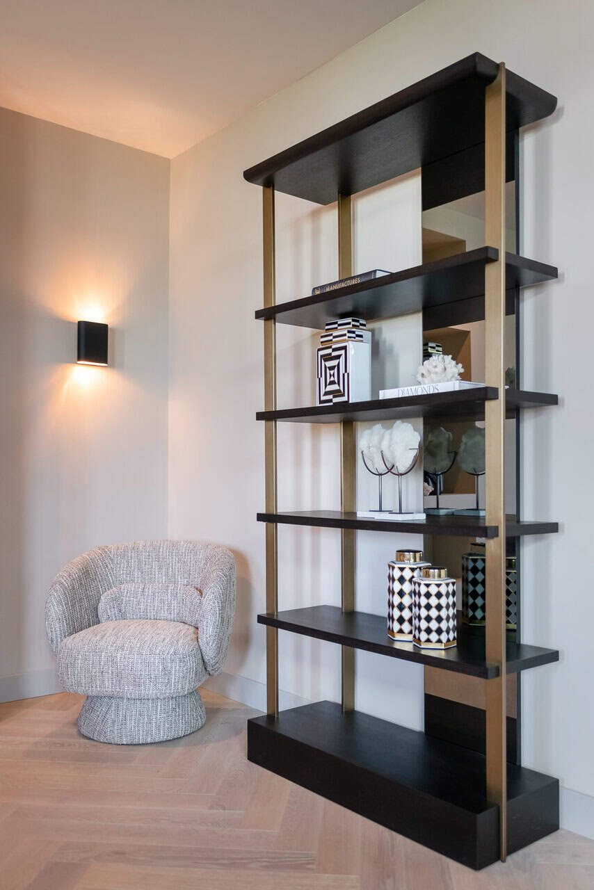 Richmond Interiors Rigley Black Oak Wood & Mirrored Display Unit