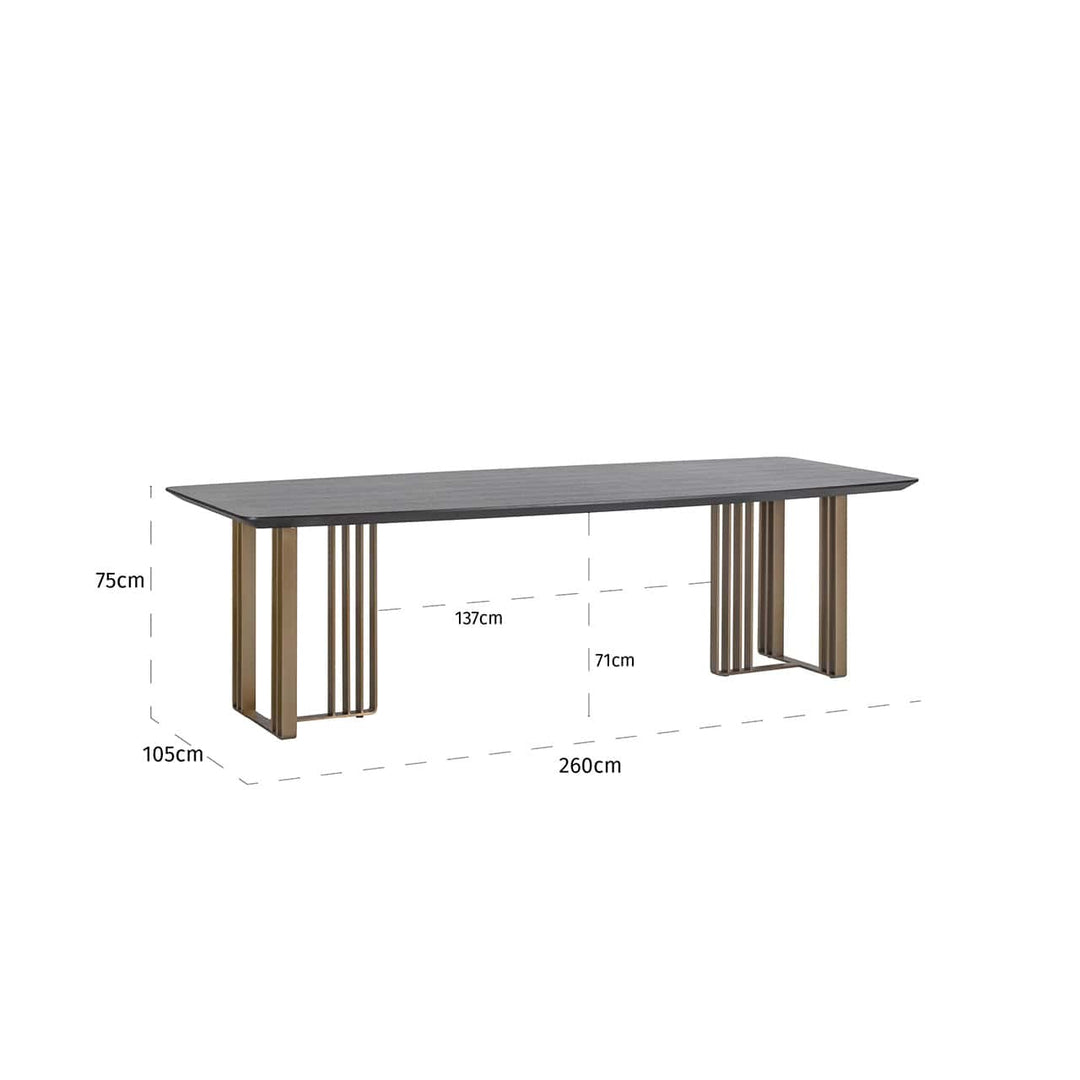 Richmond Interiors Maverick Black Oak Wood Rectangle Dining Table 260 cm