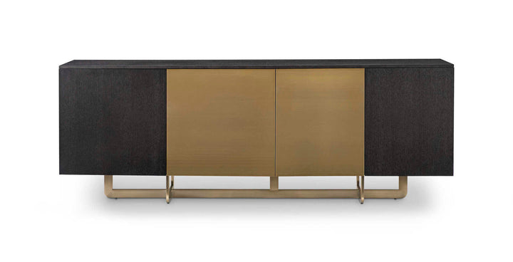 Richmond Interiors Dax Black Oak Wood & Gold Sideboard