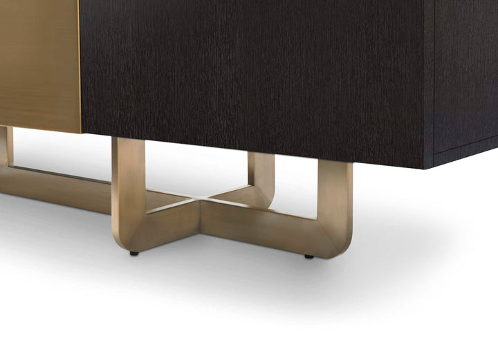 Richmond Interiors Dax Black Oak Wood & Gold Sideboard