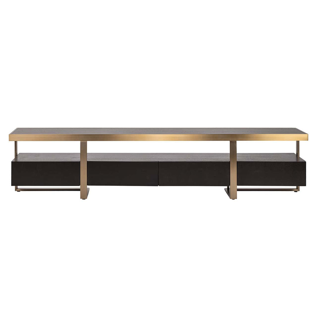 Richmond Interiors Diddley Black Oak Wood & Gold TV Unit
