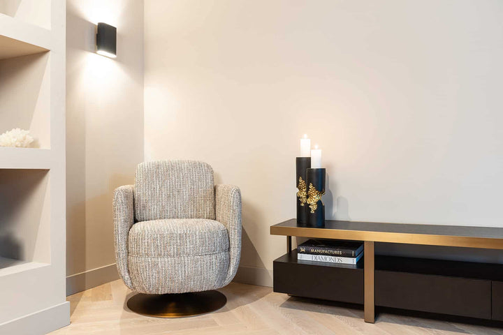 Richmond Interiors Diddley Black Oak Wood & Gold TV Unit