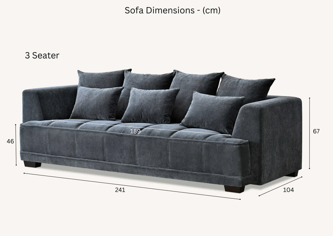 The Gracemary Steel Grey Boucle 3 Seater Premium Sofa Steel Boucle Fabric