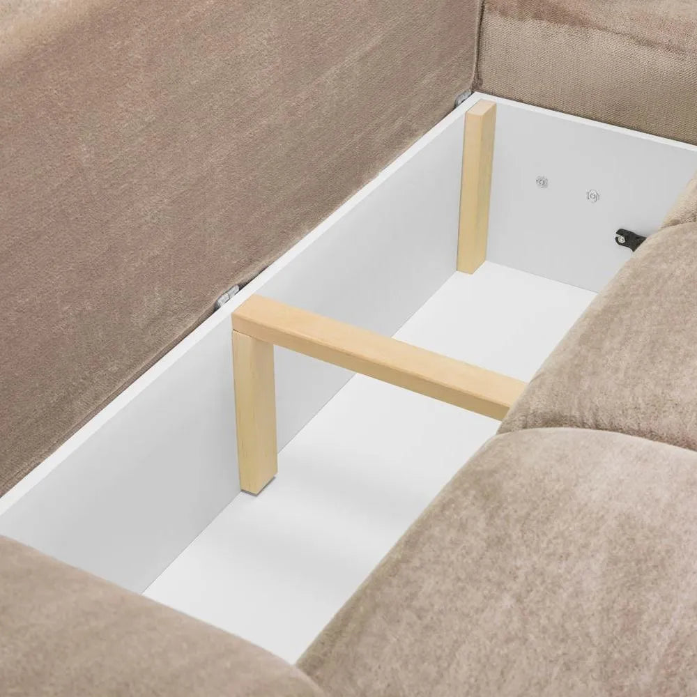 Zara Mocha Plush Velvet Universal Corner Sofabed with Storage