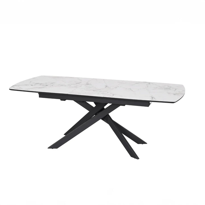 Leona 160-200cm White Ceramic Marble Centre Extending Dining Table