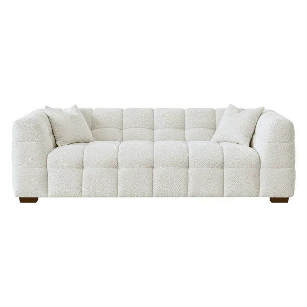 The Bubble Tribeca Ivory White Boucle 3 Seater Premium Sofa Boucle Fabric