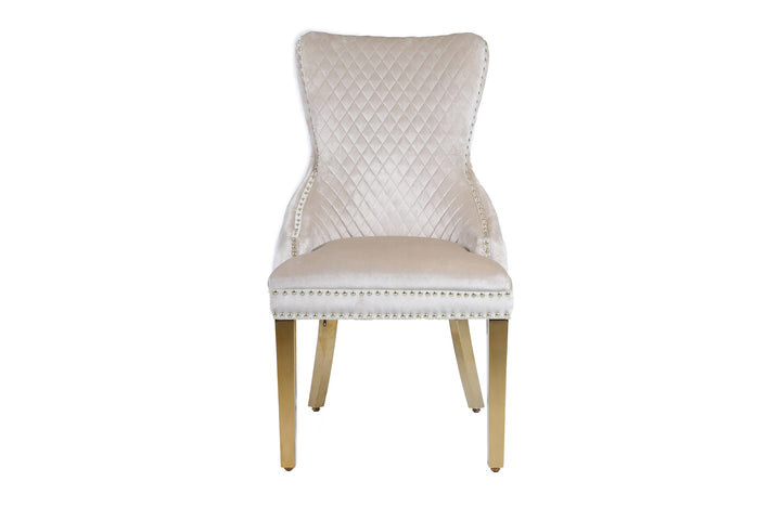 Lucien 180cm Gold Oval Dining Table with Pandora Gold Ceramic Marble Top + Cream/Gold  Ring Knocker Velvet Chairs