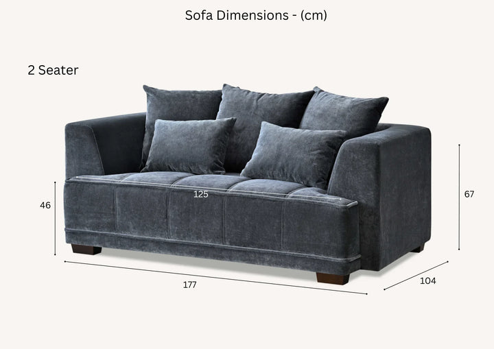 The Gracemary Steel Grey Boucle 3 + 2 Seater Premium Sofa Steel Boucle Fabric