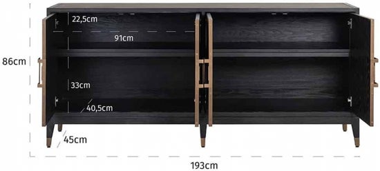 Bloomingville Shagreen Faux Leather 4 Door Sideboard-Belmont Interiors