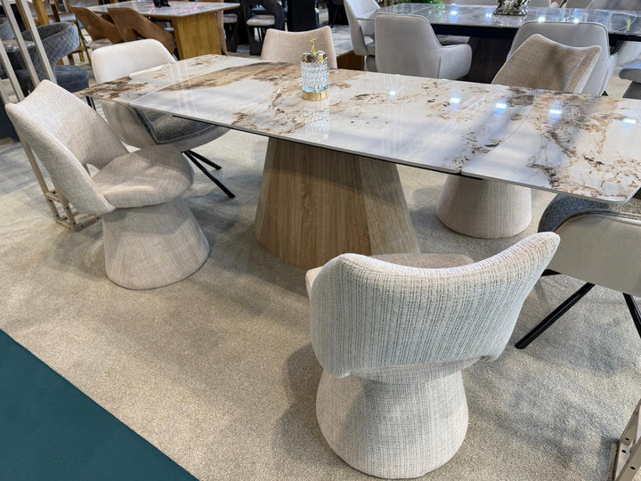 Monaco 160-240cm Pandora Ceramic Marble Extending Dining Table