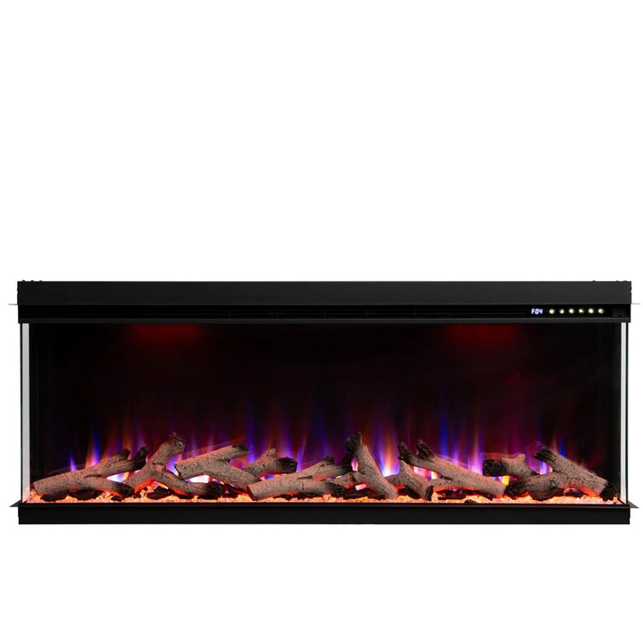 Maison 60 Inch 2025 Panoramic Smart Alexa Media Wall Fire 3 Sided Glass LED WiFi Electric UHD Fireplace