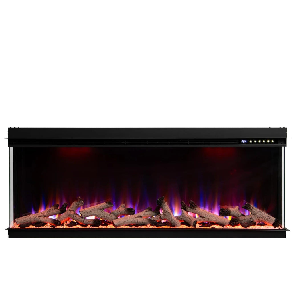 50 60 72 80 Inch 2025 Panoramic Smart Alexa Media Wall Fire 3 Sided Glass LED WiFi Electric UHD Fireplace