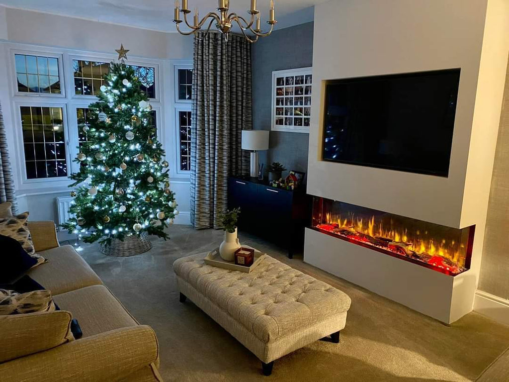 41 50 60 71 80 Inch HD+ Panoramic Black Electric Luvelle Fire 3 Sided Full Glass