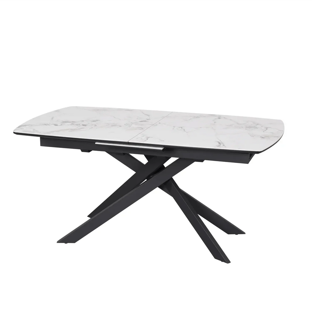 Leona 160-200cm White Ceramic Marble Centre Extending Dining Table