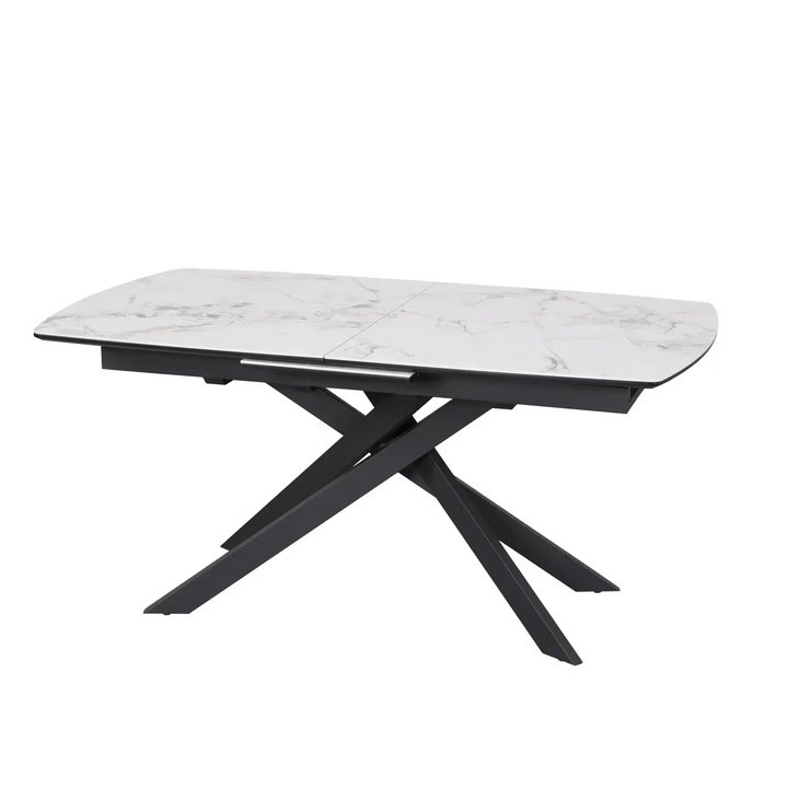 Leona 160-200cm White Ceramic Marble Centre Extending Dining Table