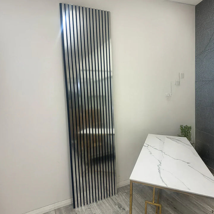 Acoustic Slatted Wall Panels Chrome Metallic Pack Of x4 240 x 60cm