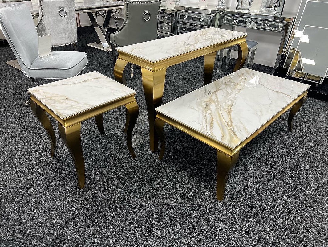 Louis Gold Ceramic Marble Coffee Table