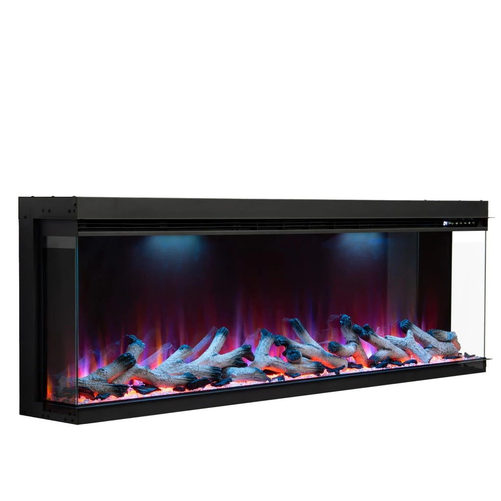 50 60 72 80 Inch 2025 Panoramic Smart Alexa Media Wall Fire 3 Sided Glass LED WiFi Electric UHD Fireplace