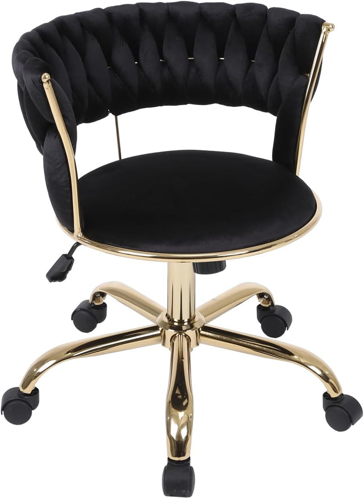 Camilla Luxury Black & Gold Velvet Salon Office Chair Gold Legs