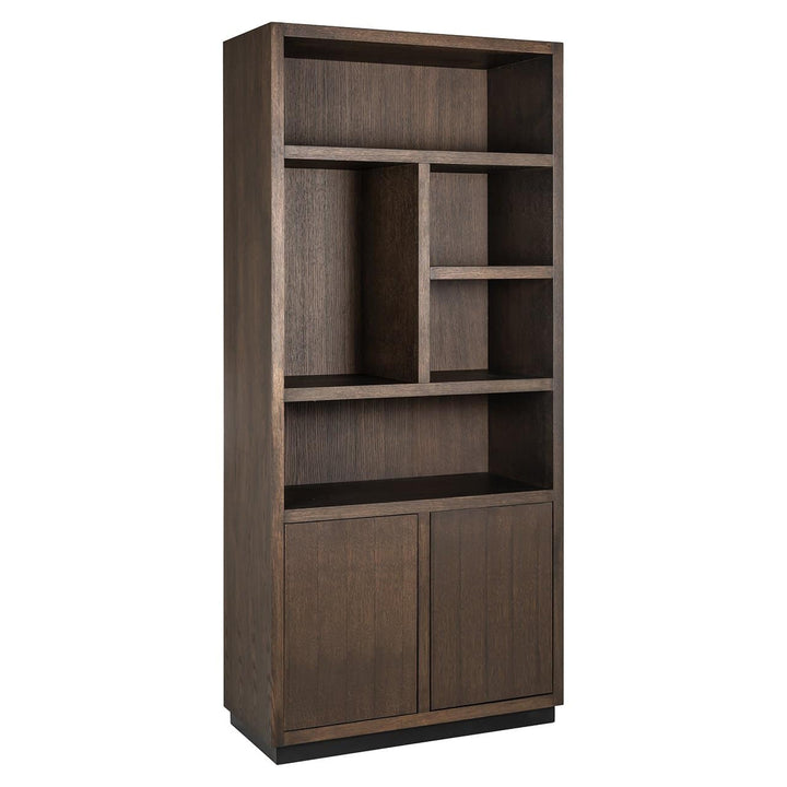 Richmond Interiors Oakura Walnut Brown Oak Wood Open Display Unit | 2 Doors