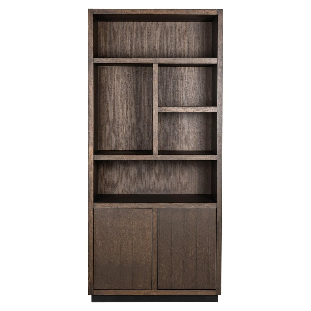 Richmond Interiors Oakura Walnut Brown Oak Wood Open Display Unit | 2 Doors