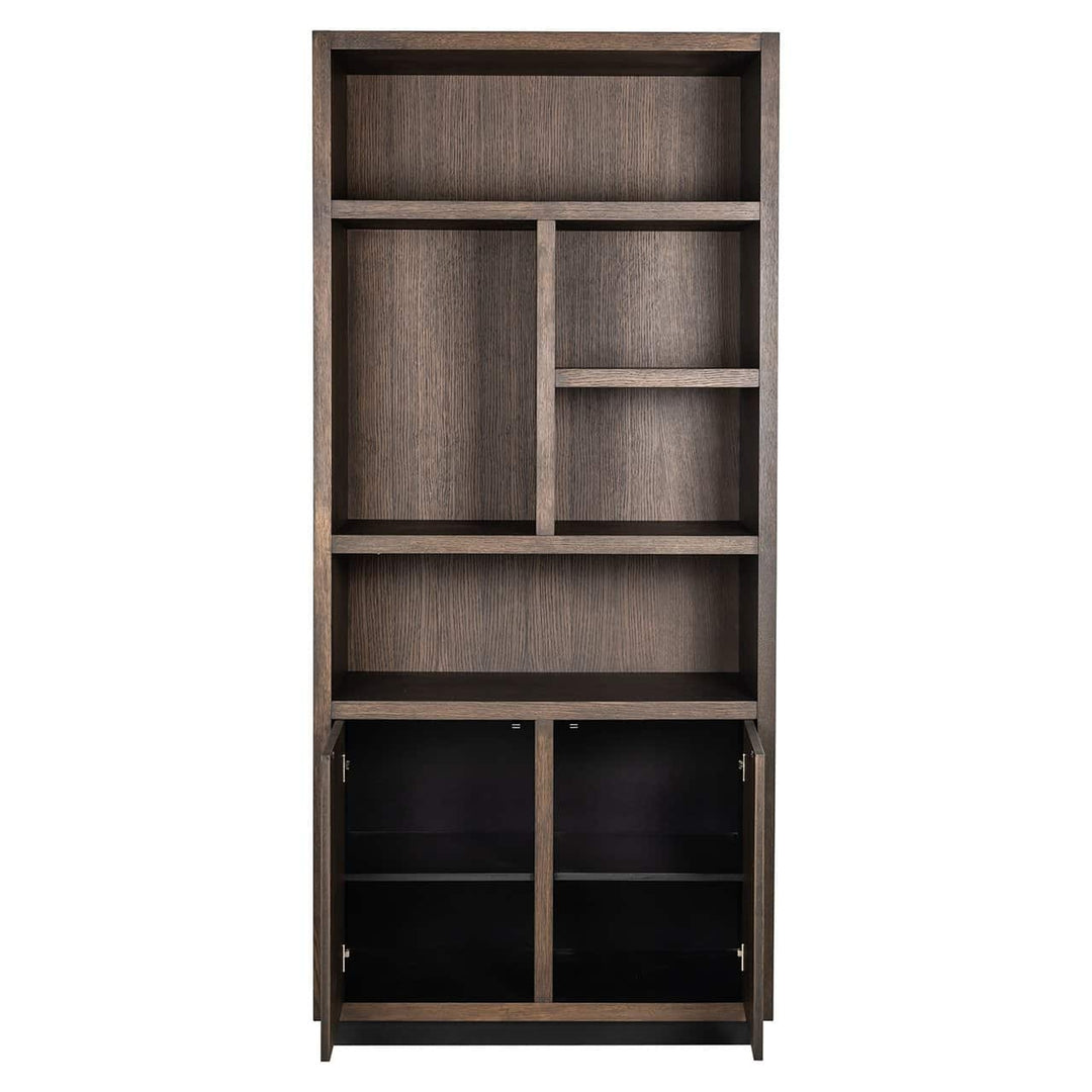 Richmond Interiors Oakura Walnut Brown Oak Wood Open Display Unit | 2 Doors
