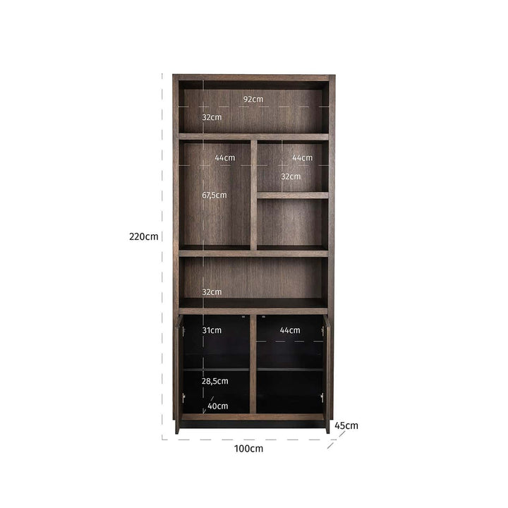 Richmond Interiors Oakura Walnut Brown Oak Wood Open Display Unit | 2 Doors