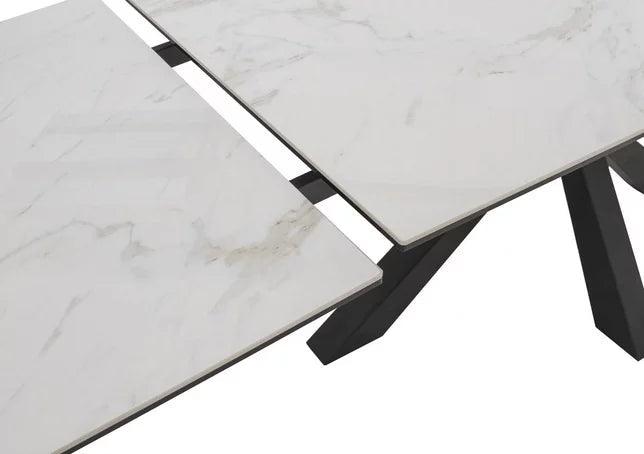 Phoenix 160-240cm White Ceramic Marble Extending Table-Esme Furnishings