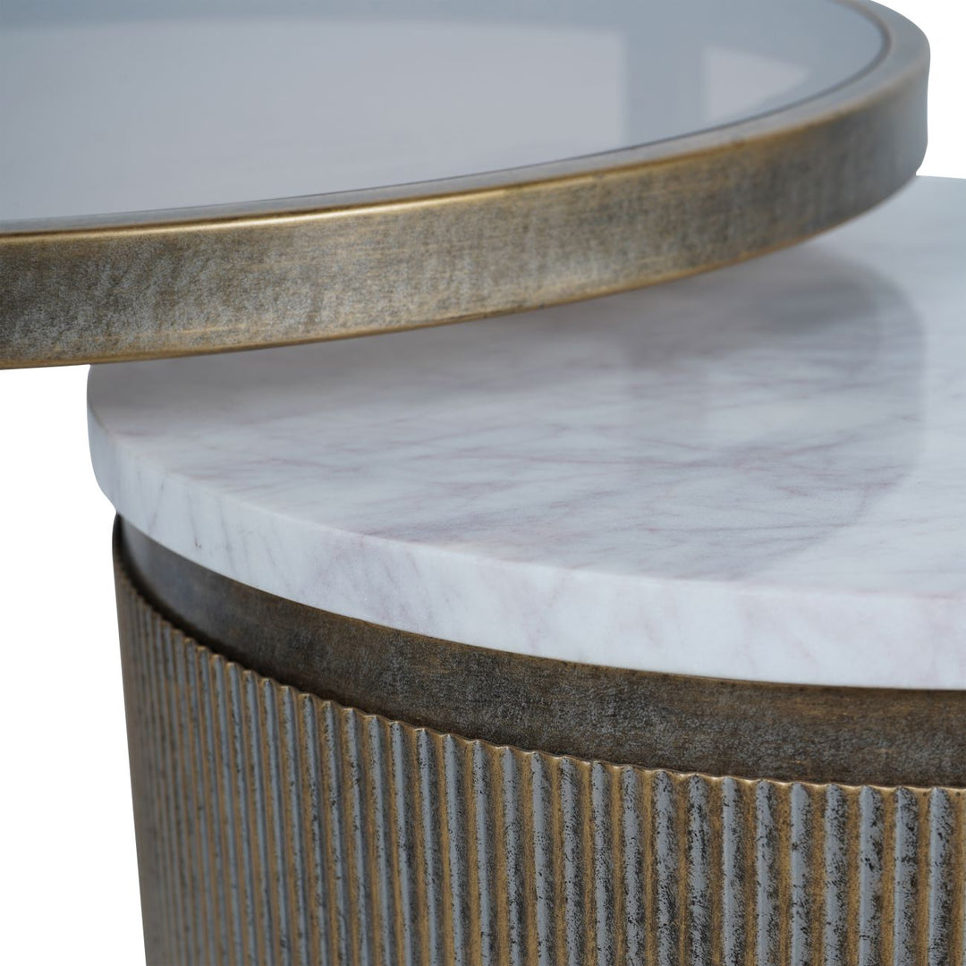 Libra Interiors Belvedere Gold Small Set of 2 Nesting Side Tables