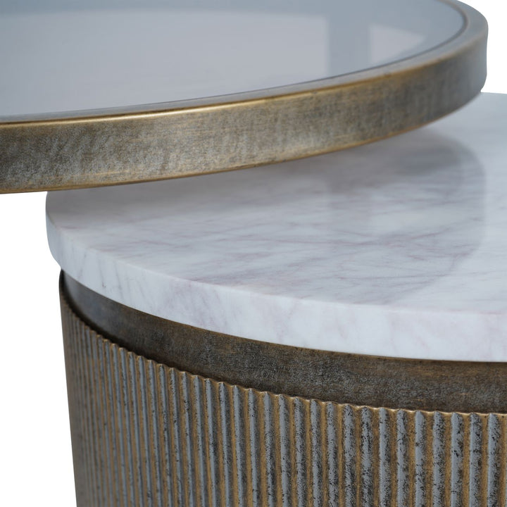 Libra Interiors Belvedere Gold Small Set of 2 Nesting Side Tables