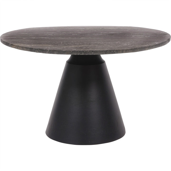 Libra Interiors Clifton II Coffee Table in Charcoal Black and Travertine – Small