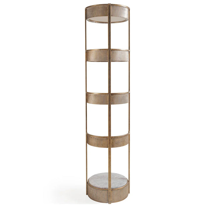 Libra Interiors Belvedere Round Shelving Unit - Aged Gold
