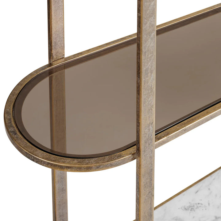 Libra Interiors Belvedere Large Shelving Unit - Aged Gold