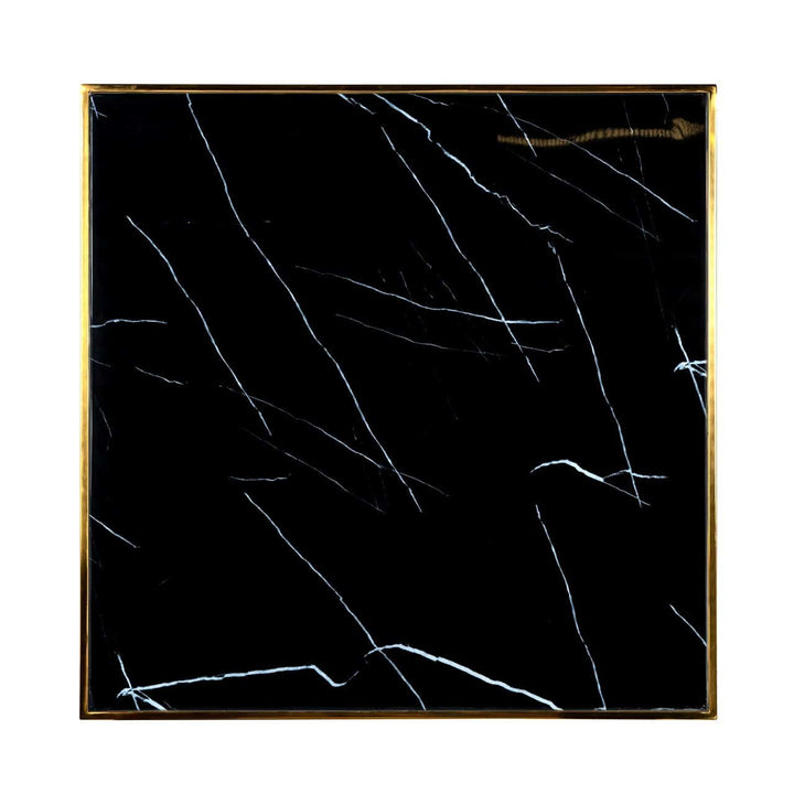 Richmond Interiors Roca Black Marble & Gold Square Dining Table | 70 Cm