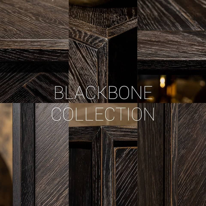 Richmond Interiors Blackbone Silver Black Rustic Oak Wood Coffee Table Nest | Set of 2