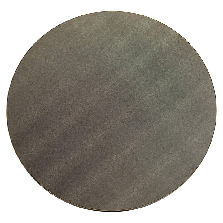 Richmond Interiors Bloomville Grey Shagreen & Black Oak Wood Gold Accents Round Dining Table