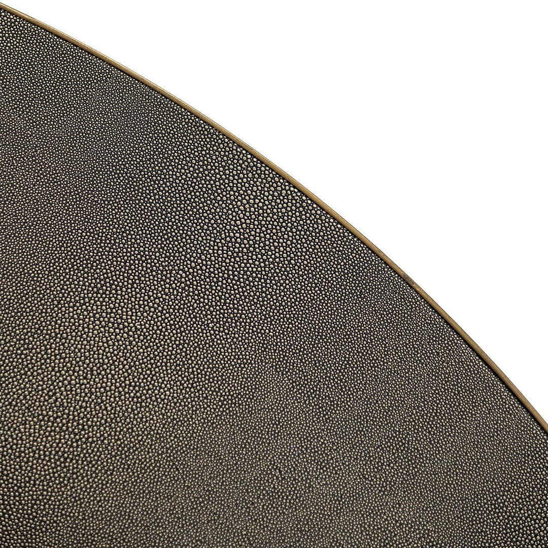 Richmond Interiors Bloomville Grey Shagreen & Black Oak Wood Gold Accents Round Dining Table