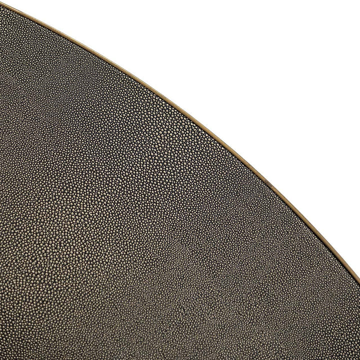Richmond Interiors Bloomville Grey Shagreen & Black Oak Wood Gold Accents Round Dining Table