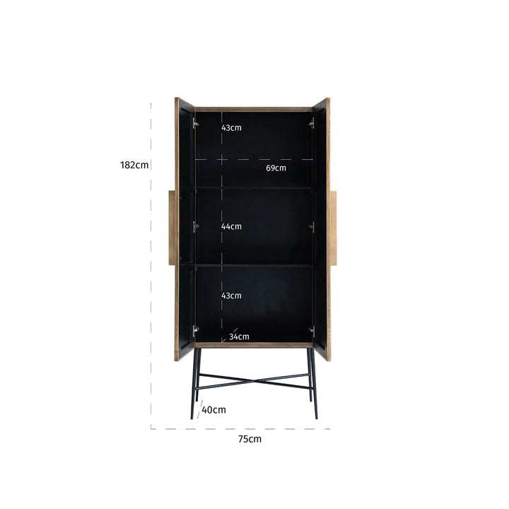 Richmond Ironville Golden 2 Door Display Cabinet-Belmont Interiors
