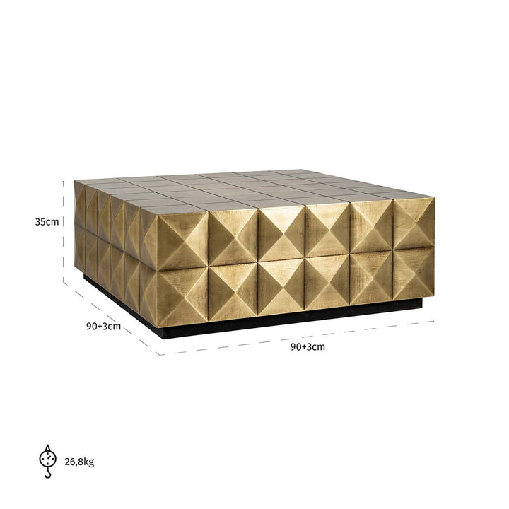 Richmond Interiors Collada Brushed Gold Geometric Pyramid Square Coffee Table