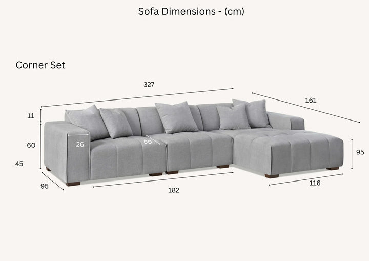 The Leonard Cloudy Grey Boucle Right Hand Corner Premium Sofa Cloudy Grey Boucle Fabric