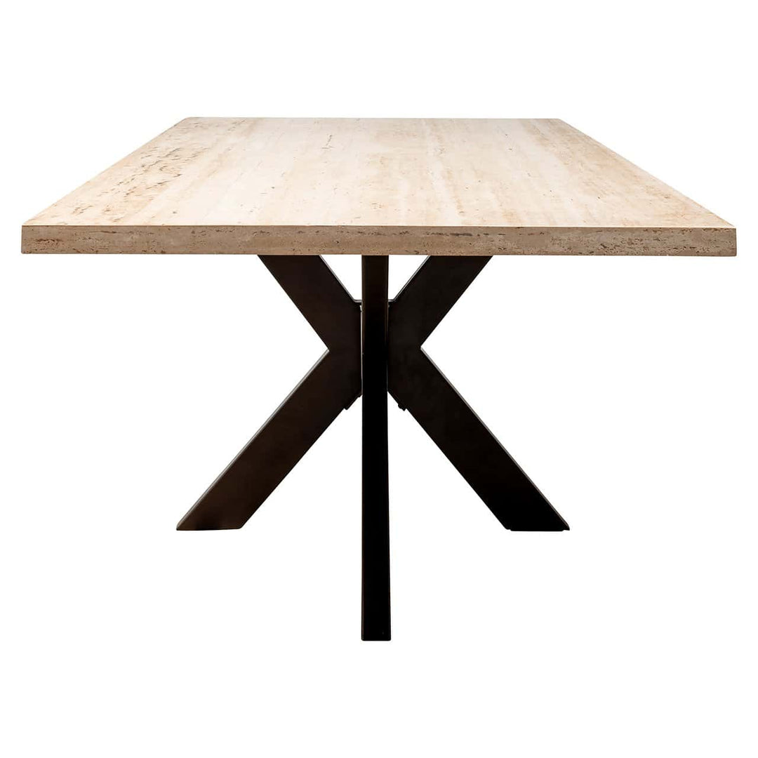 Richmond Interiors Avalon Beige Travertine Rectangle Dining Table | 8 Seater
