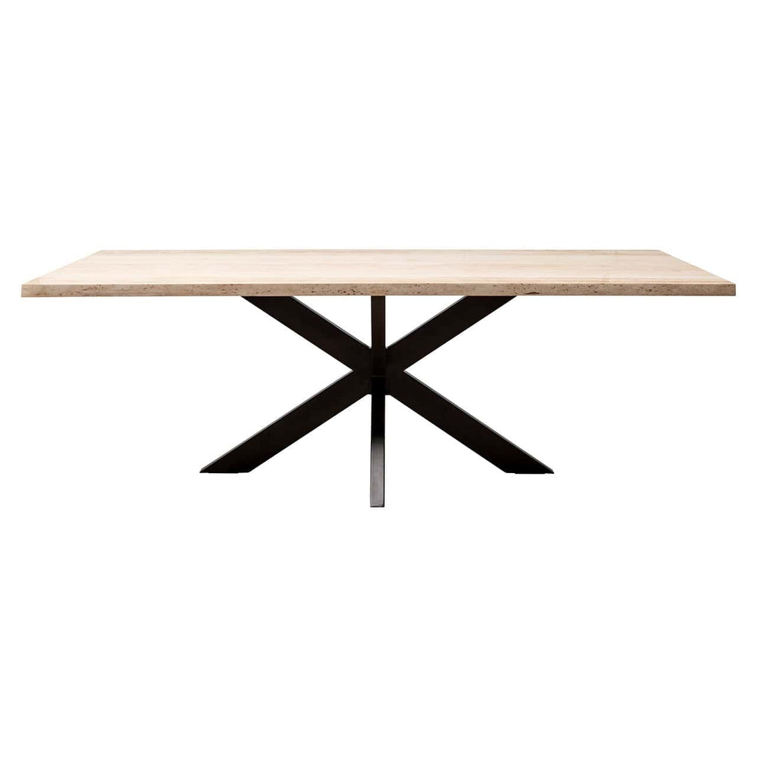 Richmond Interiors Avalon Beige Travertine Rectangle Dining Table | 8 Seater