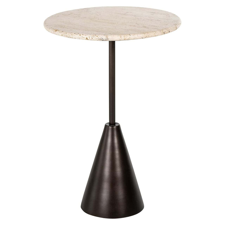 Richmond Interiors Avalon Bronze & Beige Travertine Round Side Table