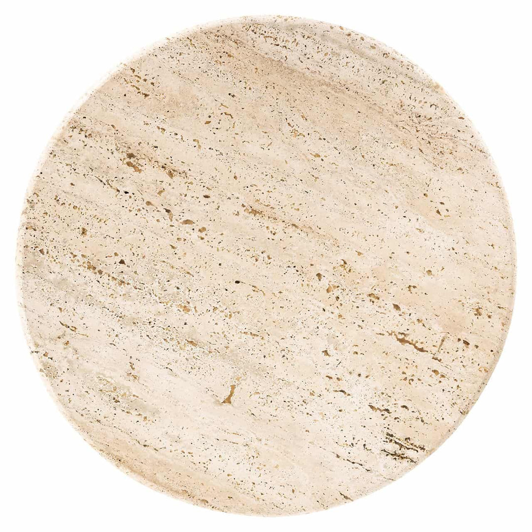 Richmond Interiors Avalon Bronze & Beige Travertine Round Side Table